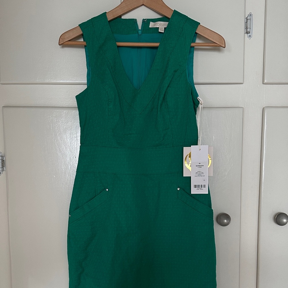 NWT Etcetera Green V-Neck Midi Dress